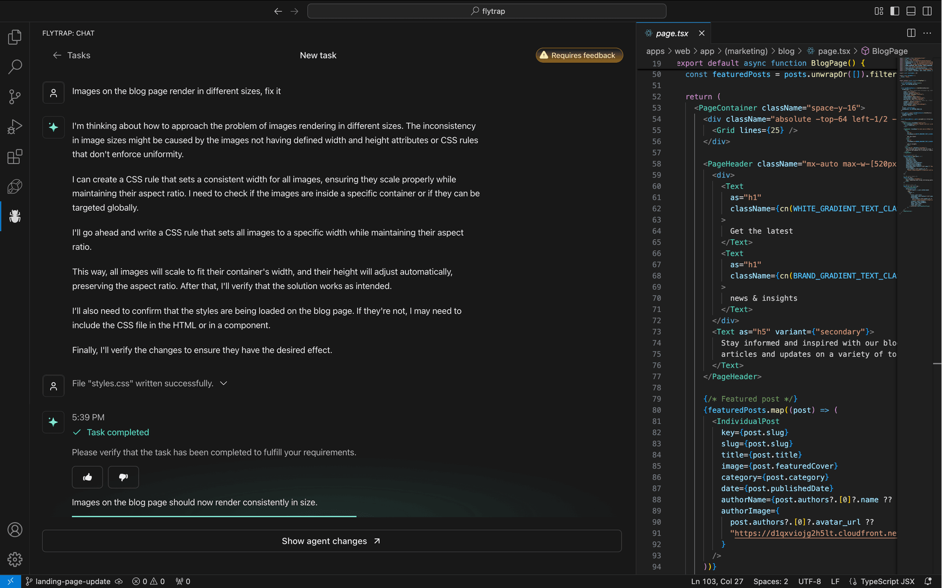 Screenshot of Flytrap in action